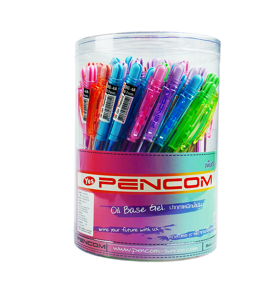 Pencom OG4 Oil Gel 0 7mm Blue Retractable Fancy Pen Drum of 50