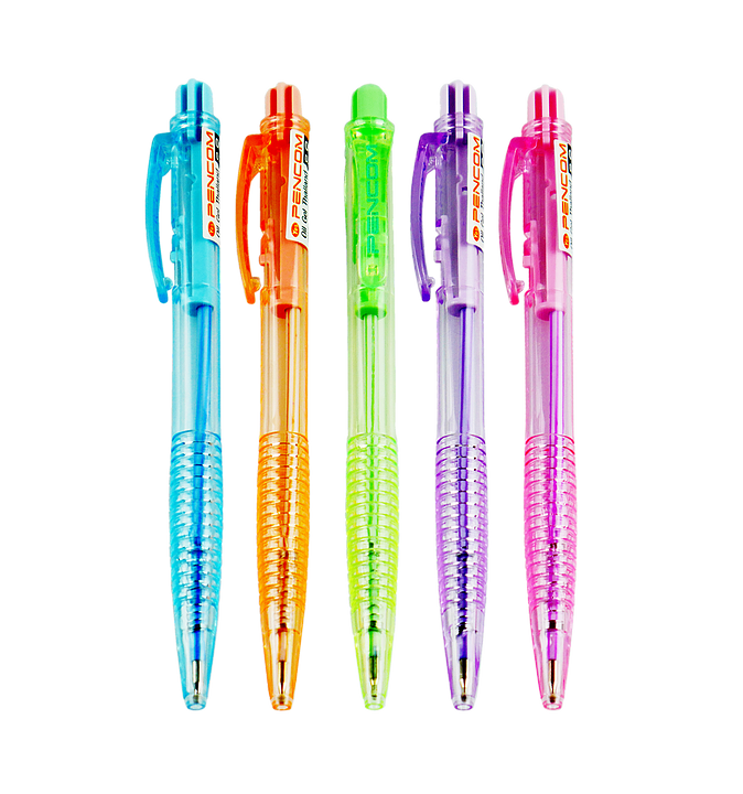Pencom OG4 Oil Gel 0 7mm Blue Retractable Fancy Pen Pack of 5